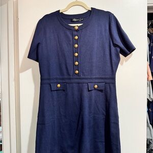 Navy Dress with Gold Buttons
